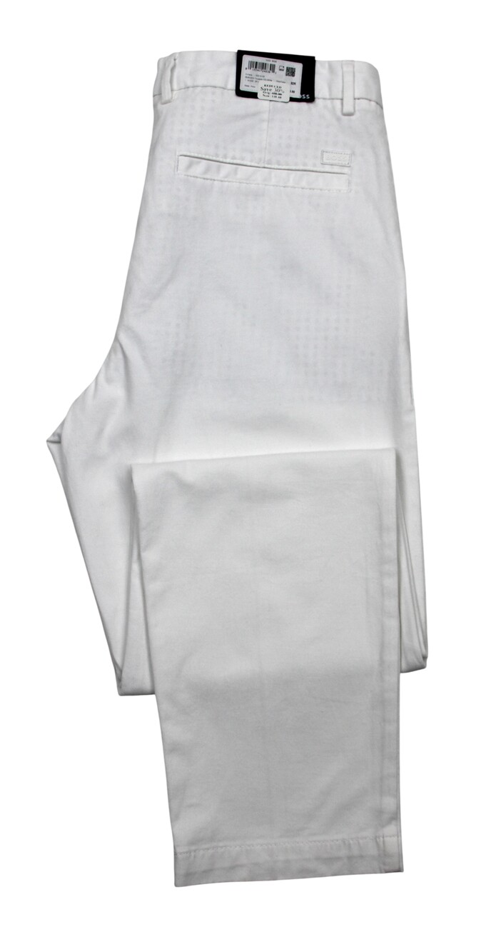 $158 Boss Pants Mens 32 White H-Kane Chino Regular Fit Tapered Stretch Cotton